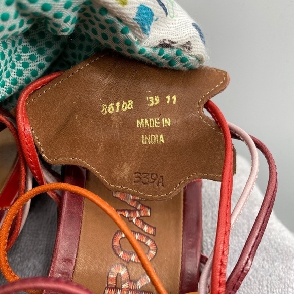 Romika Sandals Women's Size 39 USA 8.5 Leather Slip On Tan Burgundy Orange Pink - Picture 7 of 16